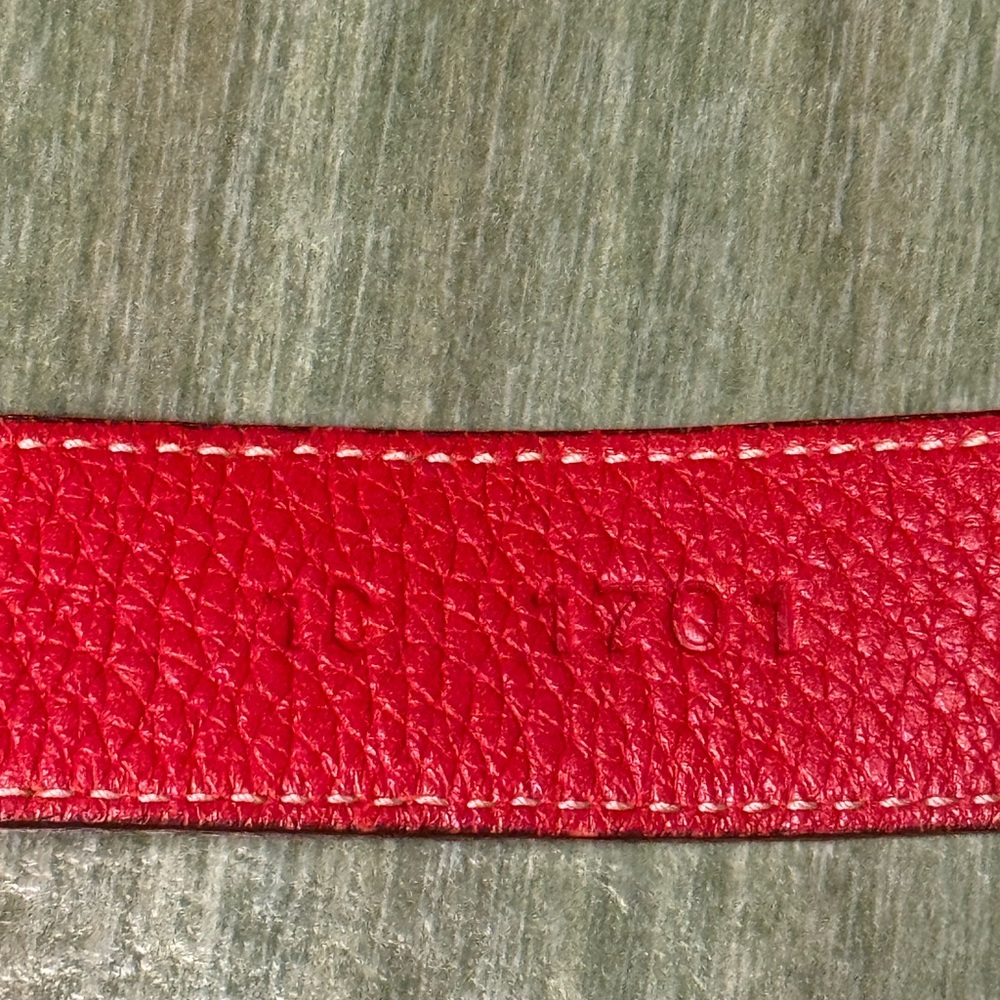 Prada Red Leather Belt featuring goldtone buckle with red enamel detailing 34 - Picture 4 of 6